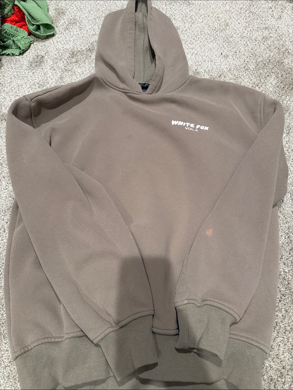 White Fox Boutique Taupe V-Neck Fleece Sweater